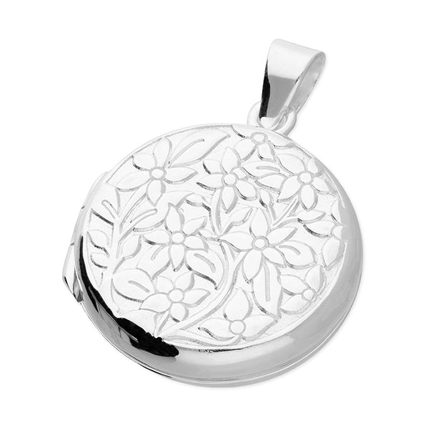15mm Embossed Flower Round Locket