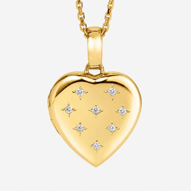 18ct Yellow Gold Eight Diamond Heart Locket Necklace - Coming Soon
