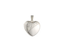 Diagonal Leaf Scroll Sterling Silver Heart Locket