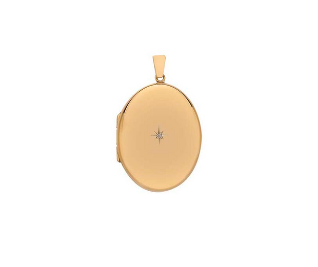 Astra 9ct Yellow Gold 30mm Diamond Star Oval Locket