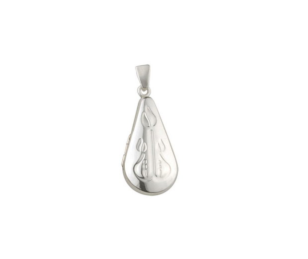 Botanical Scroll Sterling Silver Teardrop Locket