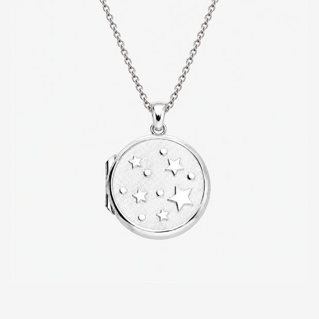 Celestial Stars Sterling Silver Round Locket