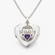 Claddagh Amethyst Sterling Silver Heart Locket
