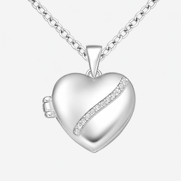 Crystal Sweep Sterling Silver Heart Locket
