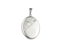 40mm Diagonal Leaf Scroll Sterling Silver Oval Locket