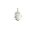 Diagonal Leaf Scroll Sterling Silver Oval Locket