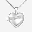 Double Crystal Ribbon Sterling Silver Heart Locket