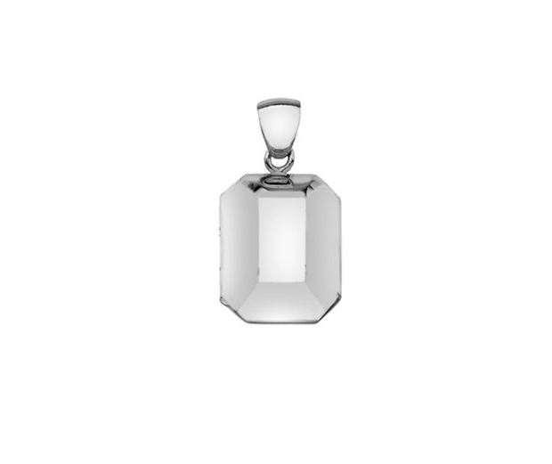 Faceted Edge Sterling Silver Rectangular Locket