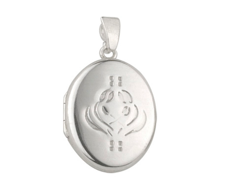 Floral Emblem Sterling Silver Oval Locket