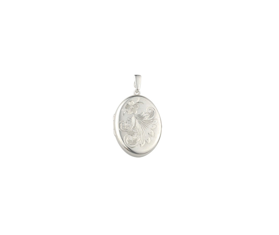 Floral Flourish Sterling Silver Oval Locket