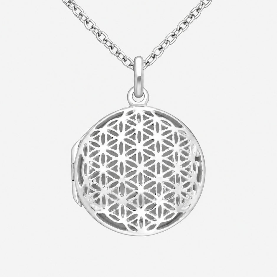 Flower of Life Sterling Silver Round Locket