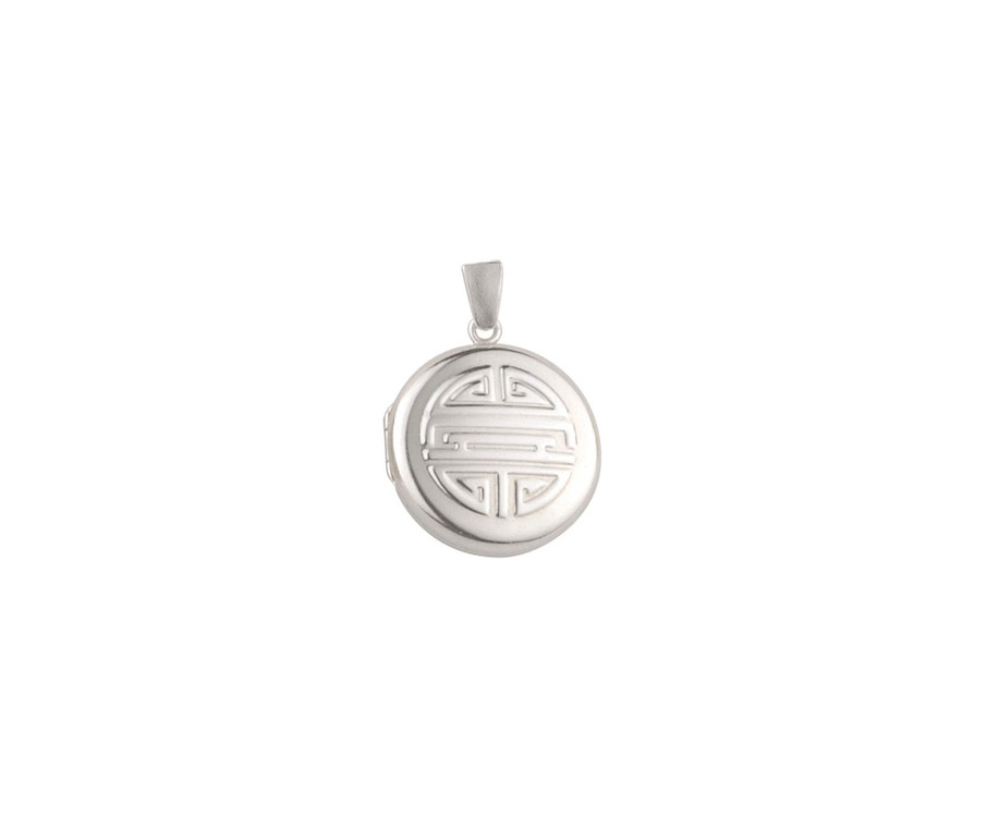 Geometric Symbol Sterling Silver Round Locket