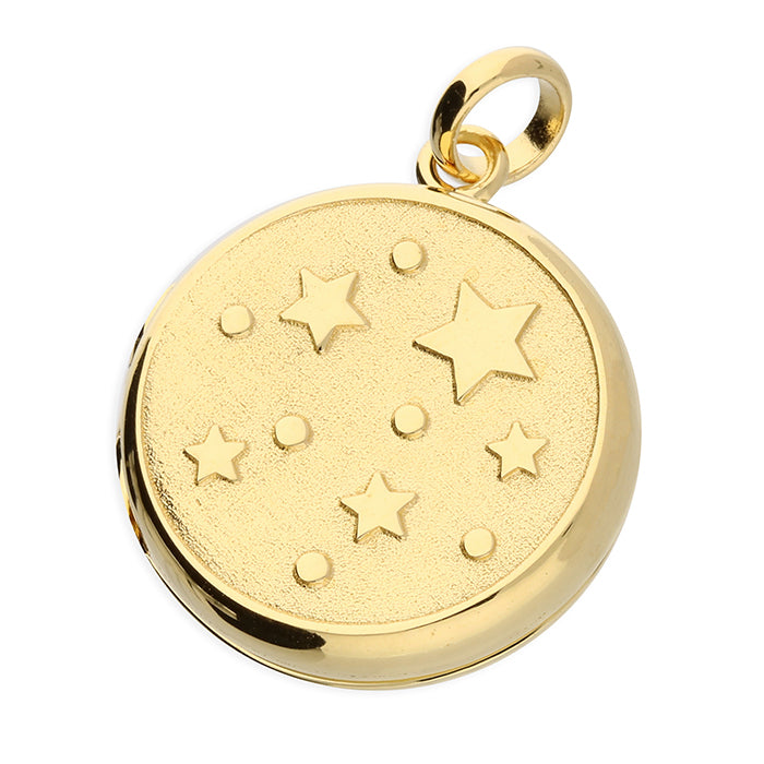Gold Plated Sterling Silver Embossed Star Locket