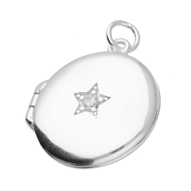 14mm Round Star Sterling Silver Locket
