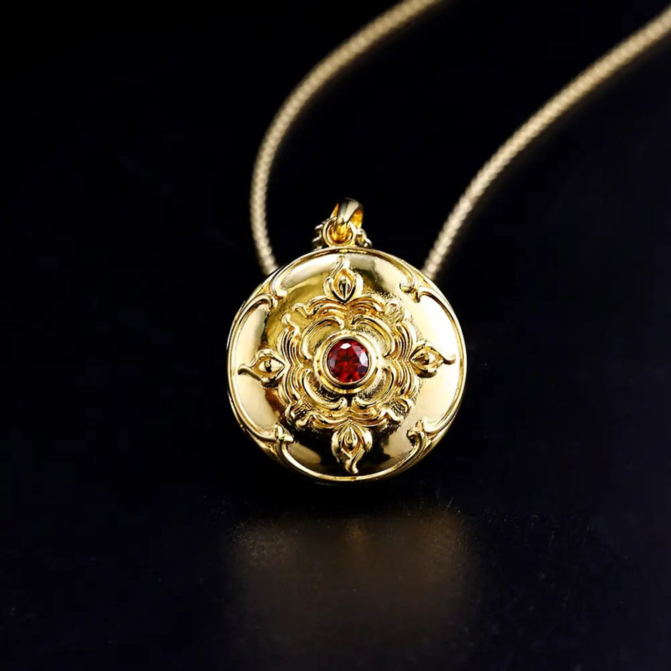 Red Thread With Locket Red Gem Round Locket – Charmix