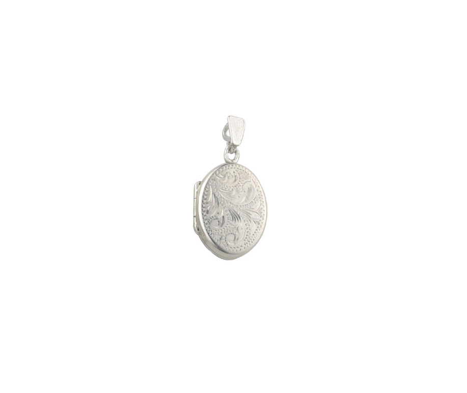 Intricate Floral Scroll Sterling Silver Oval Locket