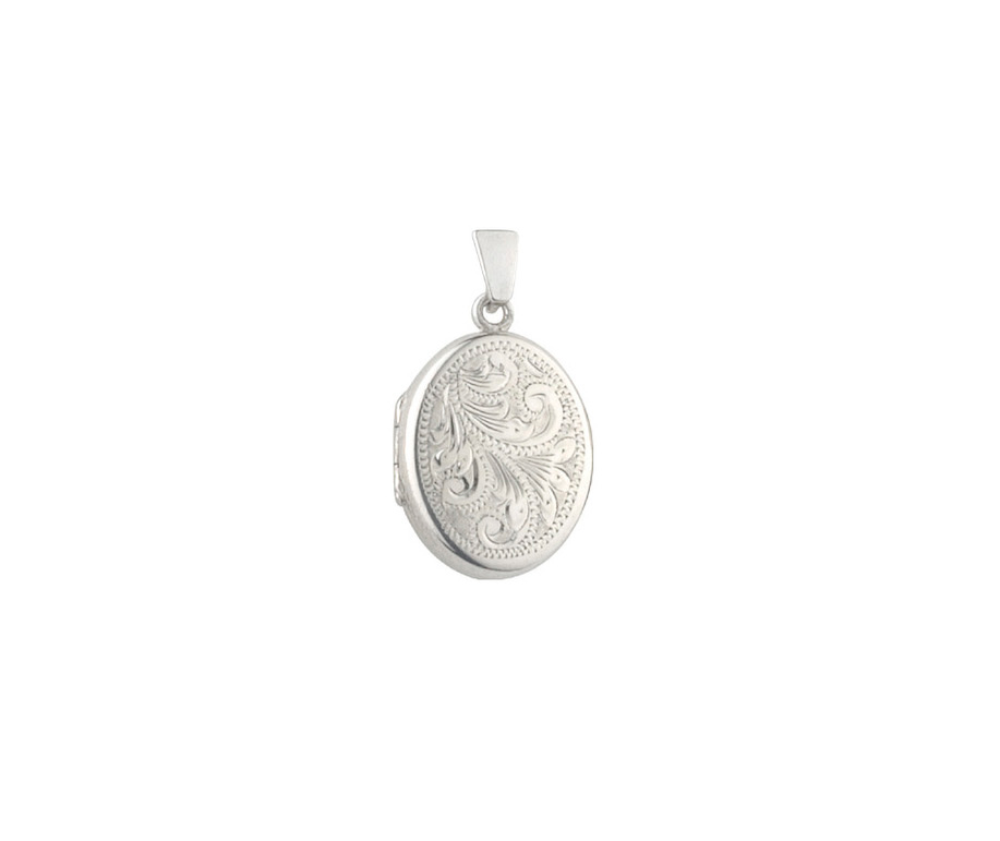 Intricate Floral Scroll Sterling Silver Oval Locket