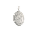 Large Intricate Floral Scroll Sterling Silver Oval Locket