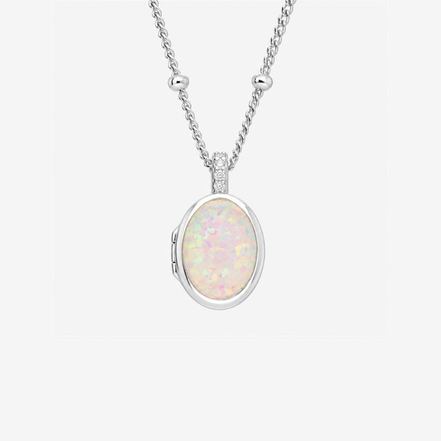 Iridescent Opal Sterling Silver Oval Locket