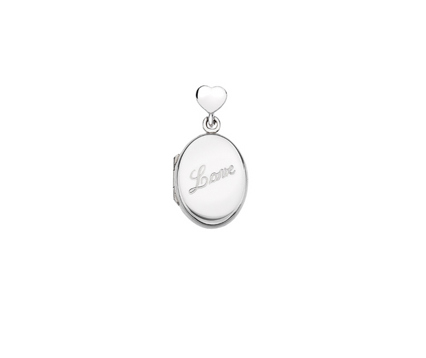 Love Script Sterling Silver Oval Locket