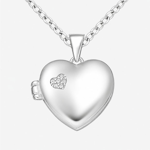 Mini Crystal Heart Sterling Silver Heart Locket