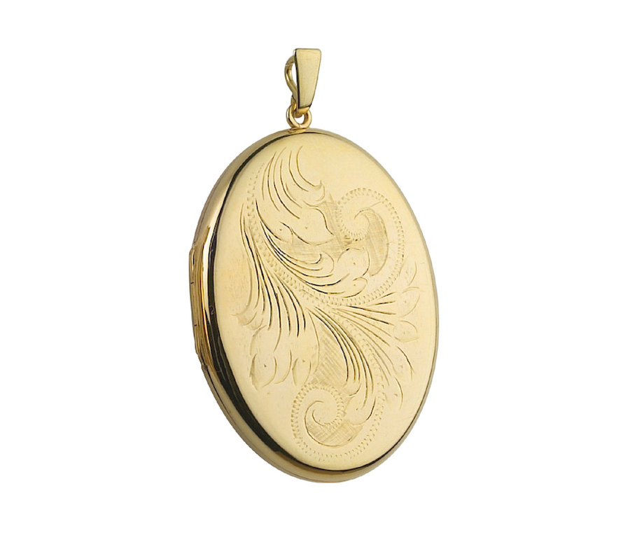 Ophelia 9ct Yellow Gold Feather Scroll Oval Locket