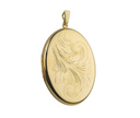 Ophelia 9ct Yellow Gold Feather Scroll Oval Locket