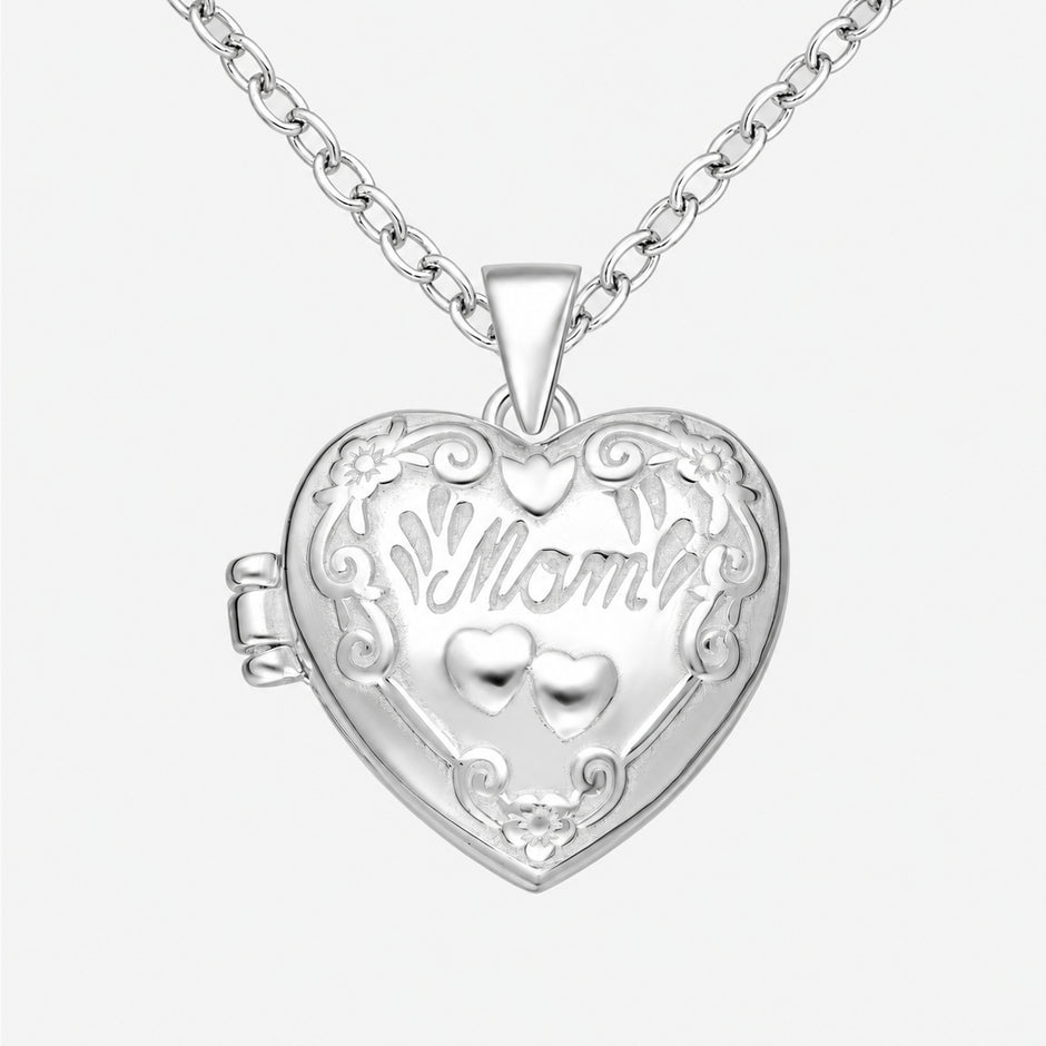 Ornate Mom Sterling Silver Heart Locket