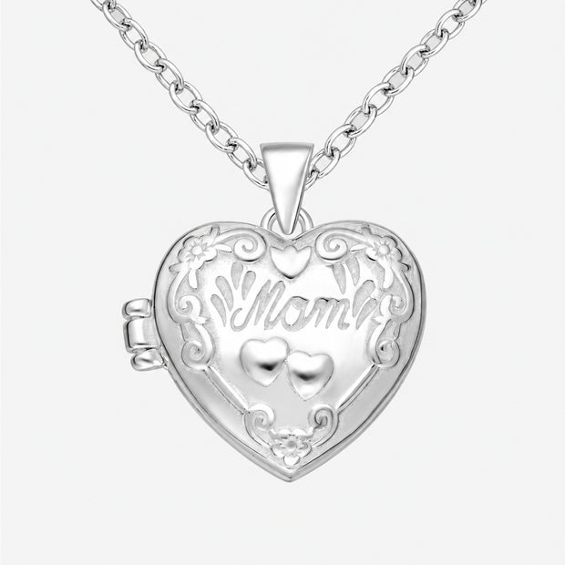 Ornate Mom Sterling Silver Heart Locket