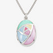 Pastel Mosaic Sterling Silver 30mm Oval Locket