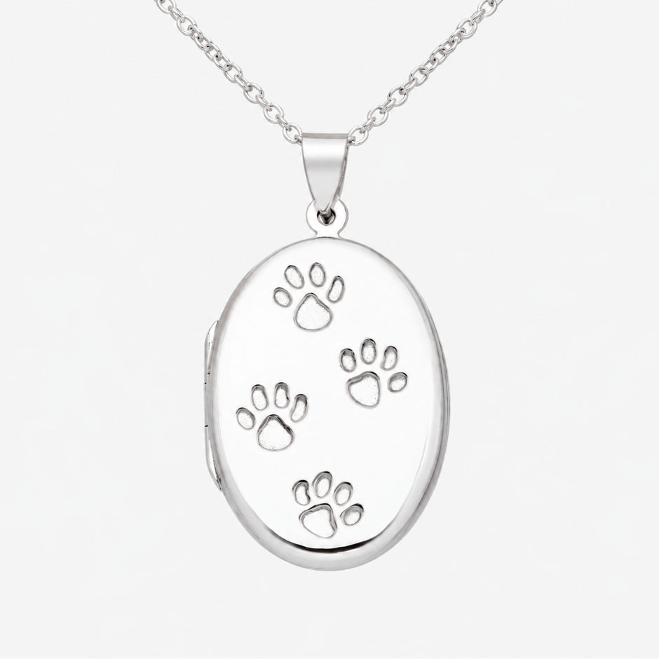 Paw Print Sterling Silver Oval Locket