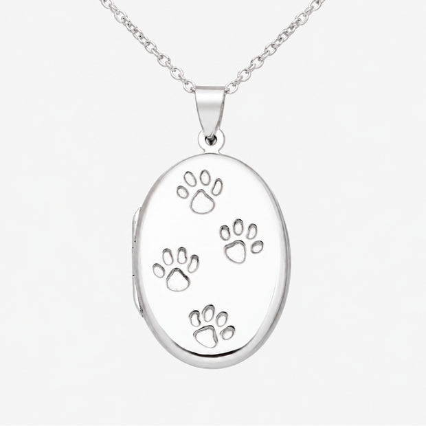 Paw Print Sterling Silver Oval Locket