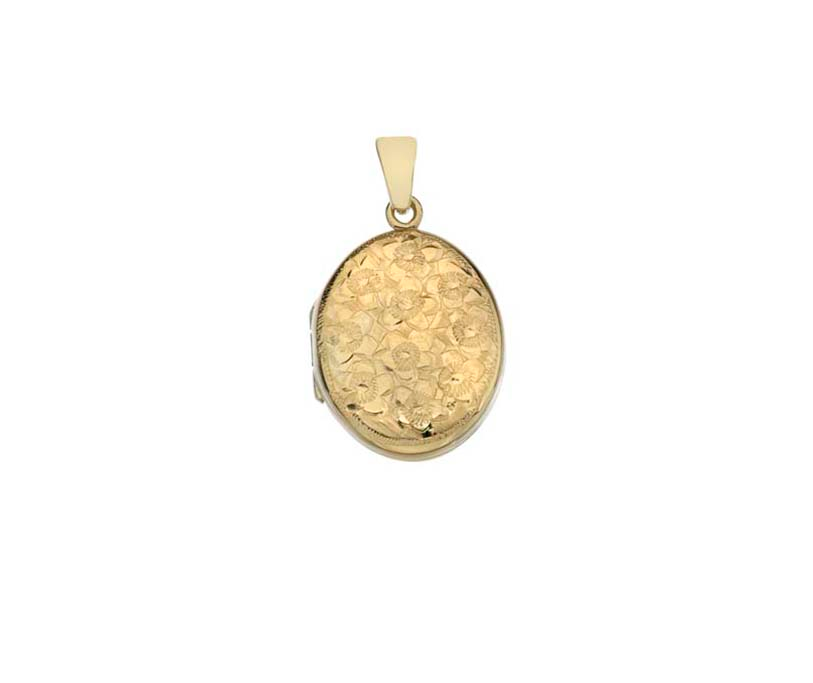 Primrose 9ct Yellow Gold Floral Tapestry Oval Locket