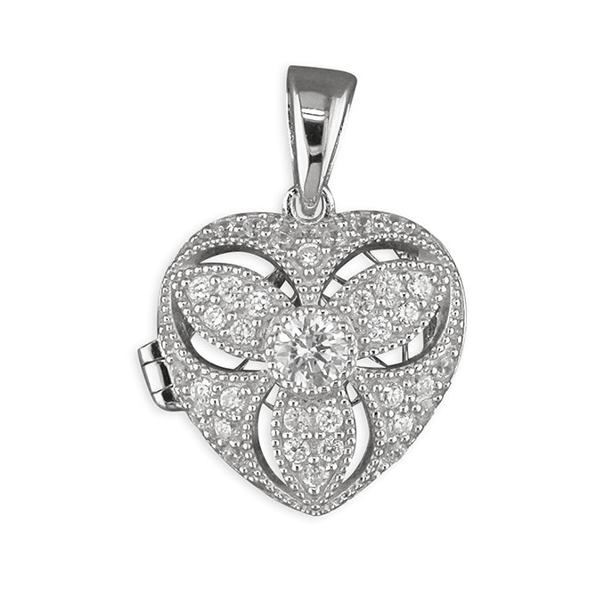Cubic Zirconia Vintage Heart Sterling Silver Locket