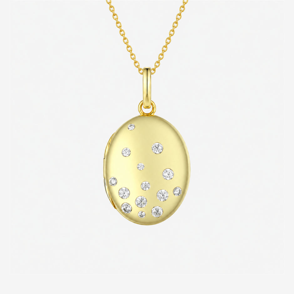 Radiating Petal Gold-Plated Oval Locket