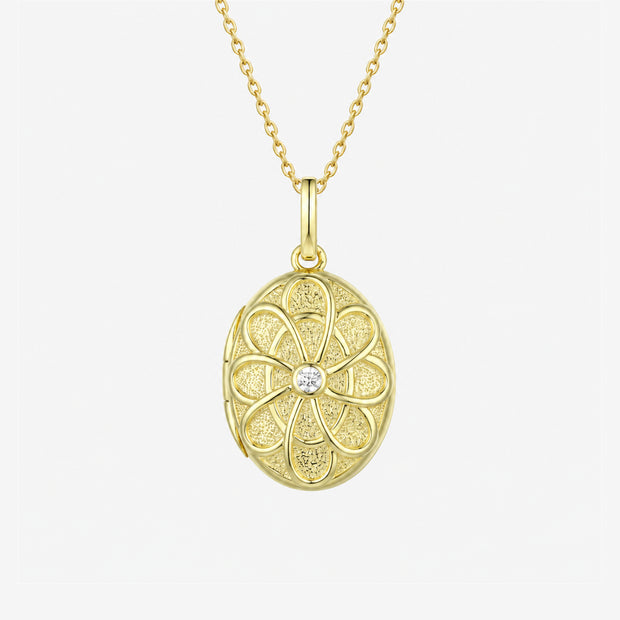 Scattered Stone Gold-Plated Oval Locket