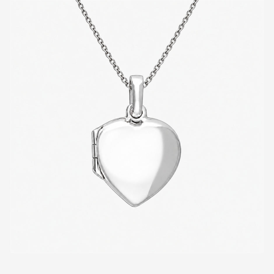 Smooth Domed Sterling Silver Heart Locket
