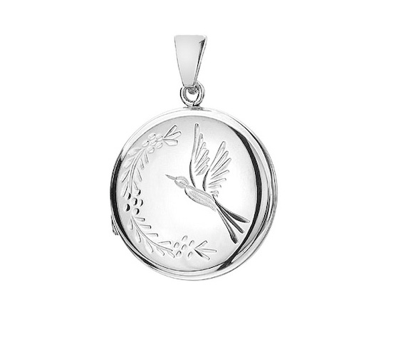Soaring Bird Sterling Silver Round Locket