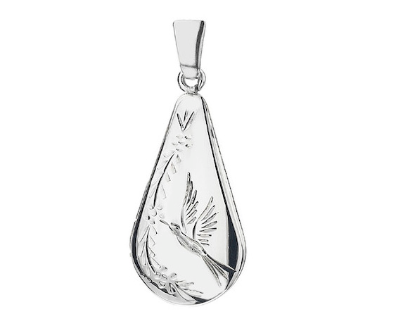 Soaring Bird Sterling Silver Teardrop Locket
