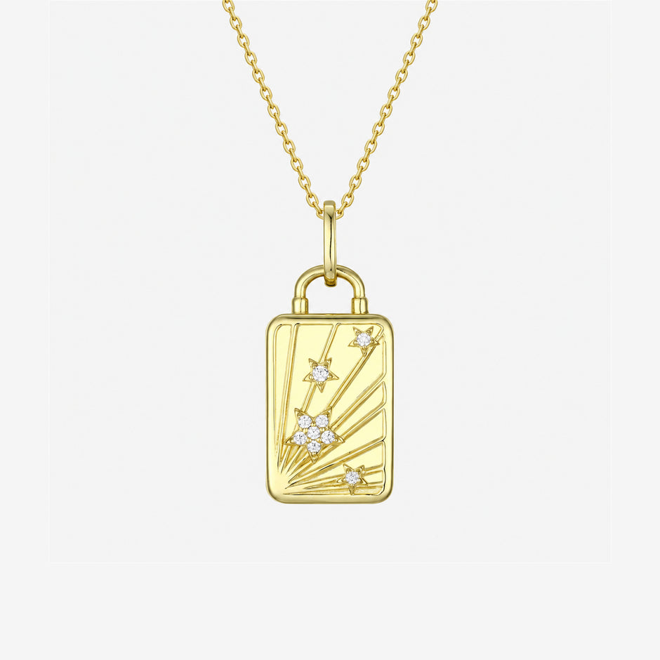 Starburst Gold-Plated Rectangular Locket