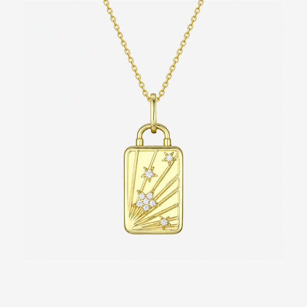 Starburst Gold-Plated Rectangular Locket