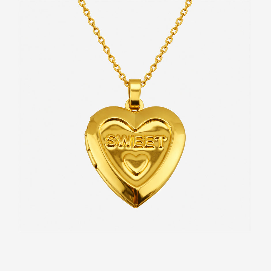 Sweet Message Gold-Plated Heart Locket