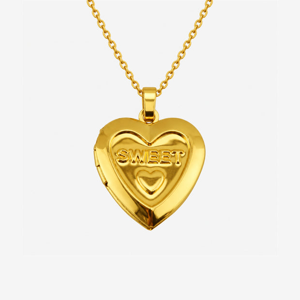 Sweet Message Gold-Plated Heart Locket