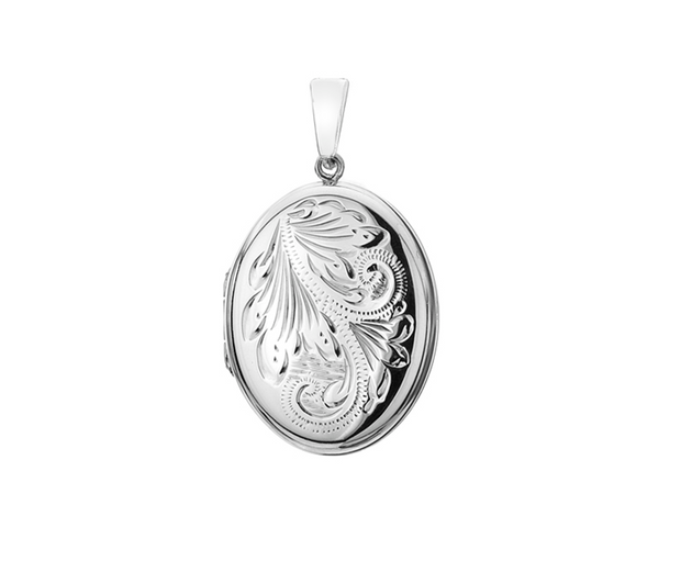 Swirling Leaf Sterling Silver Oval Locket