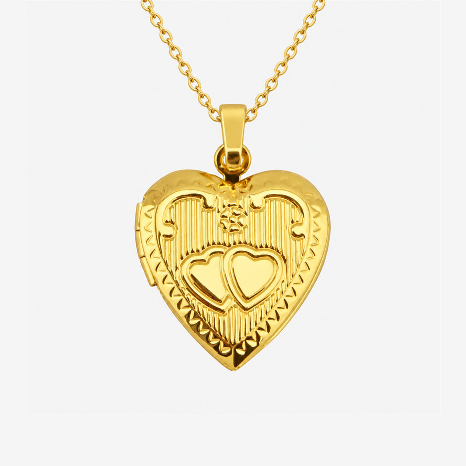 Twin Hearts Gold-Plated Heart Locket