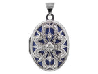 Sterling Silver Locket 21mm Filigree Oval