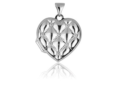 Sterling Silver Heart Quilted Effect Locket