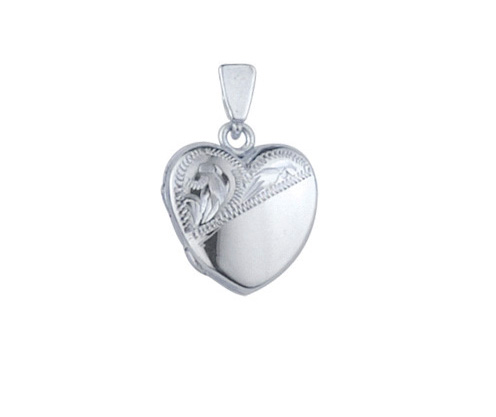 Vespera 9ct White Gold Half-Engraved Heart Locket