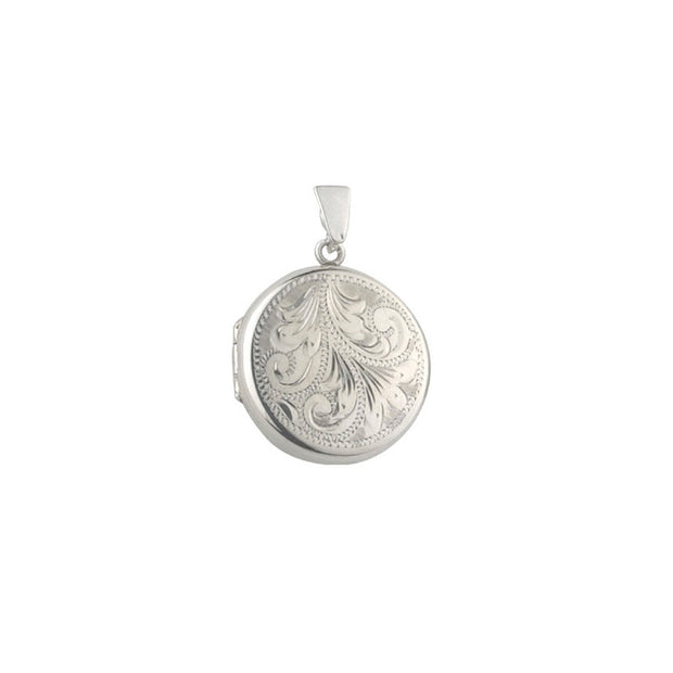 Hand Engraved Round Silver Scroll Locket