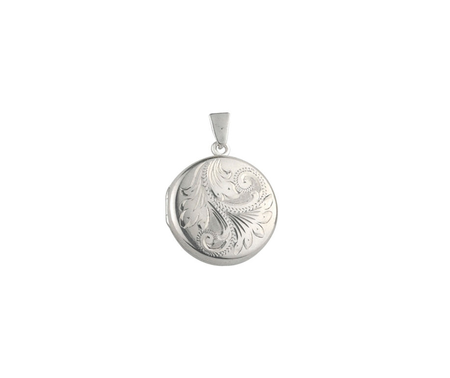 Hand Engraved Round Silver Floral Locket